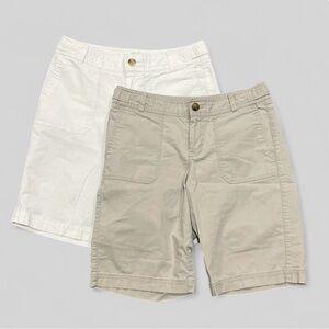 Dockers Bermuda Shorts White & Tan Lot of 2 Size 4